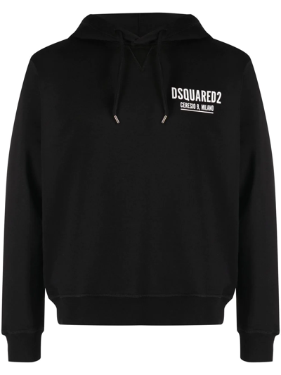 Shop Dsquared2 Logo-print Cotton Hoodie In Black