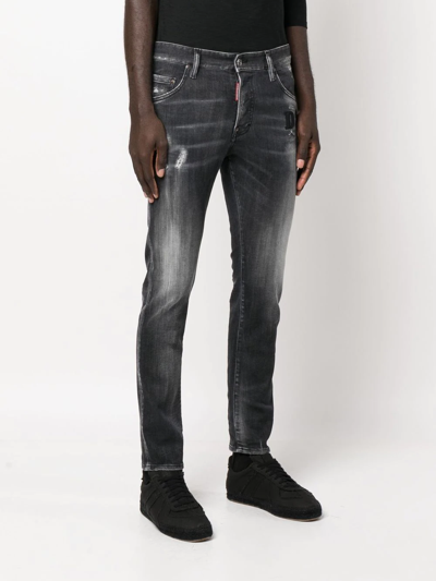 Shop Dsquared2 Faded Skinny-fit Jeans In Black