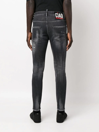 Shop Dsquared2 Faded Skinny-fit Jeans In Black