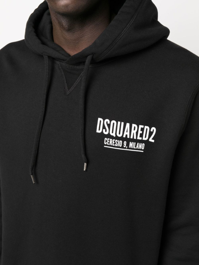 Shop Dsquared2 Logo-print Cotton Hoodie In Black
