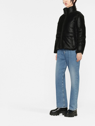 Shop Calvin Klein Jeans Est.1978 Logo-print Funnel-neck Jacket In Black