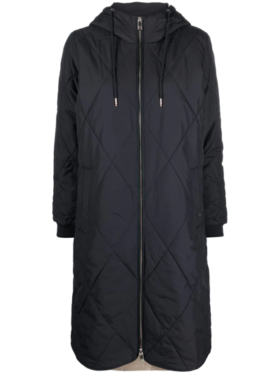 Shop Tommy Hilfiger Diamond-quilted Hooded Coat In Blue