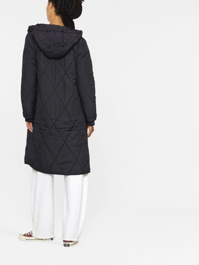 Shop Tommy Hilfiger Diamond-quilted Hooded Coat In Blue