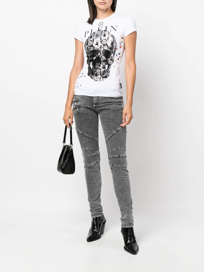 Philipp Plein Bike Low-rise Skinny Jeans In Grey