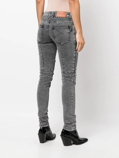 Shop Philipp Plein Bike Low-rise Skinny Jeans In Grey