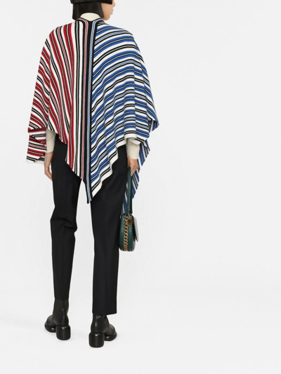 Ferragamo Striped Wool & Cashmere Knit Poncho In Red
