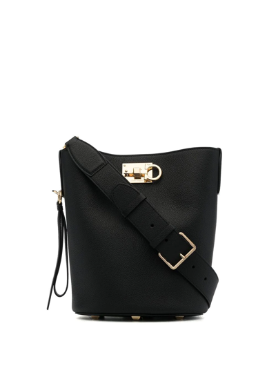 Ferragamo Gancini-buckle Shoulder Bag In Black