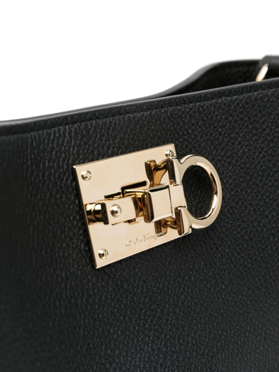 Ferragamo Gancini-buckle Shoulder Bag In Black