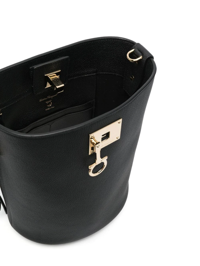 Ferragamo Gancini-buckle Shoulder Bag In Black