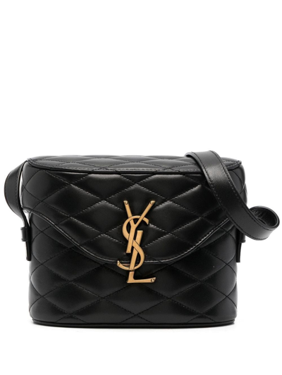 Shop Saint Laurent June Diamond-quilt Crossbody Bag In Black