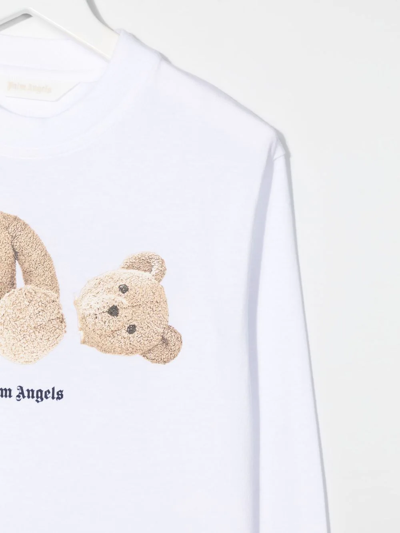 Shop Palm Angels Bear-print Long-sleeved T-shirt In White