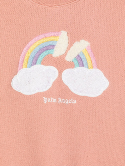 Shop Palm Angels Rainbow-print Cotton Jumper In Pink