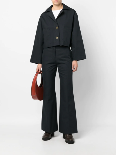Patou Trousers Flared Leg Belt Loops In Blue