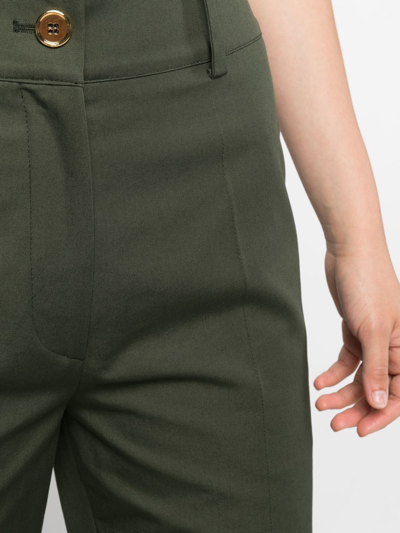 Patou Logo-embroidered Flared Trousers In Green