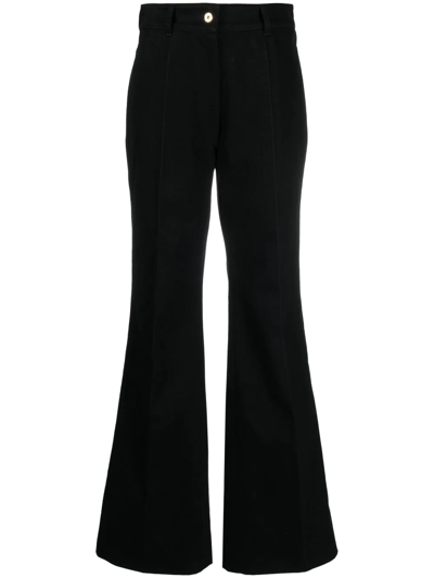 Patou Trousers Flared Leg Belt Loops In Black