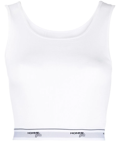 Shop Hommegirls Logo-trim Cotton Tank Top In White