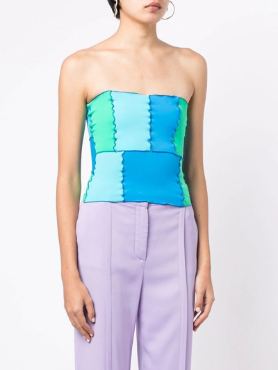 Sherris Colour-block Bandeau Top In Blue