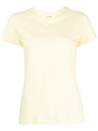 Shop Vince Cotton Crew-neck T-shirt In Yellow