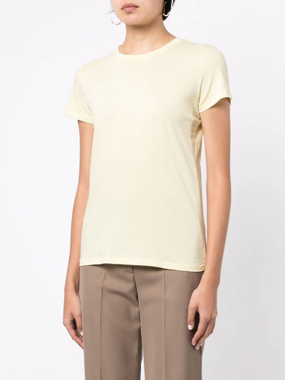 Shop Vince Cotton Crew-neck T-shirt In Yellow