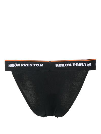 Shop Heron Preston Logo-waist Stretch-cotton Briefs In Black