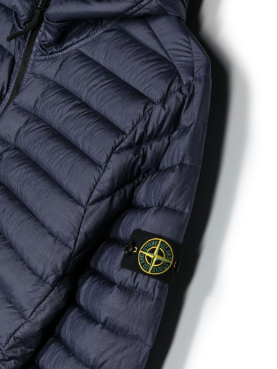 Shop Stone Island Junior Compass-logo Quilted Jacket In Blue