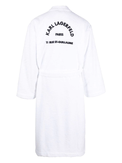 Karl Lagerfeld Embroidered Logo Bathrobe In White