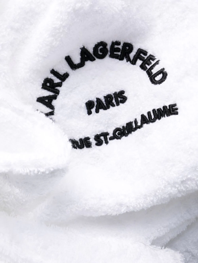 Karl Lagerfeld Embroidered Logo Bathrobe In White