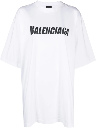 Shop Balenciaga Caps Cotton T-shirt In White