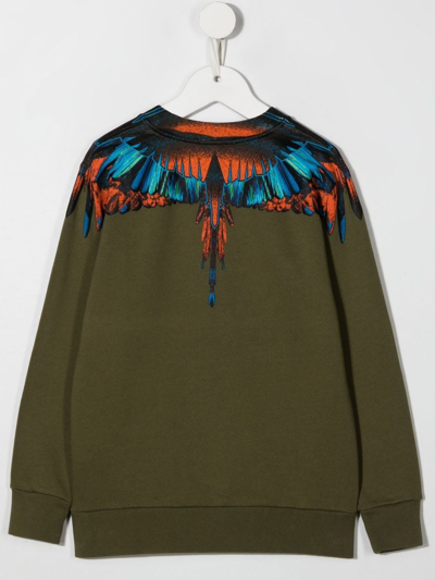 Shop Marcelo Burlon County Of Milan Wings-print Sweatshirt In Green