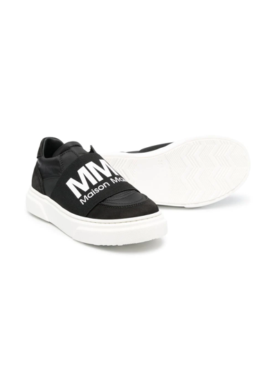 Shop Mm6 Maison Margiela Logo-strap Slip-on Sneakers In Black