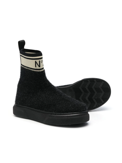Shop N°21 Logo-cuff Ankle Boots In Black