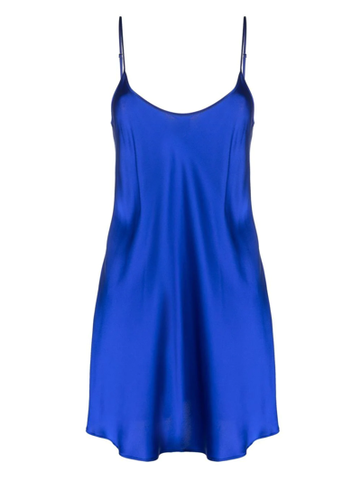 Shop La Perla Scoop Neck Slip Dress In Blue