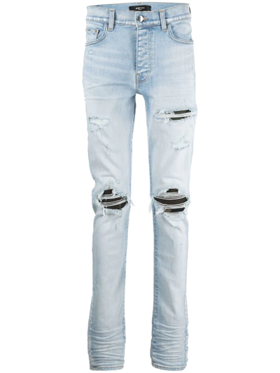 Amiri Distressed Slim-cut Jeans In Blue