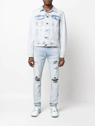 Amiri Distressed Slim-cut Jeans In Blue