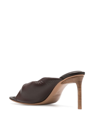 Shop Jacquemus Padded Twist-detailing Mules In Brown