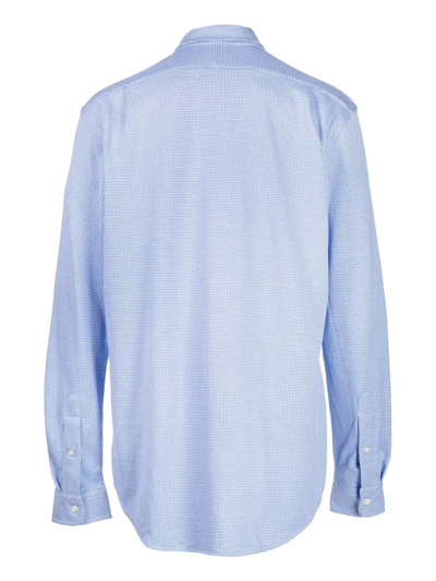 Polo Ralph Lauren Logo-embroidered Houndstooth Shirt In Blue