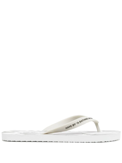 Aape By A Bathing Ape Camouflage print Logo Flip Flops In White