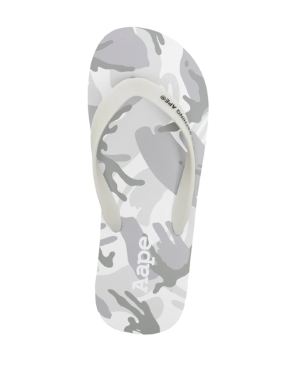 Shop Aape By A Bathing Ape Camouflage-print Logo Flip Flops In White