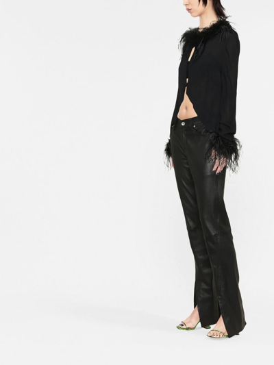 Giuseppe Di Morabito Feather-trimmed Long-sleeved Blouse In Black