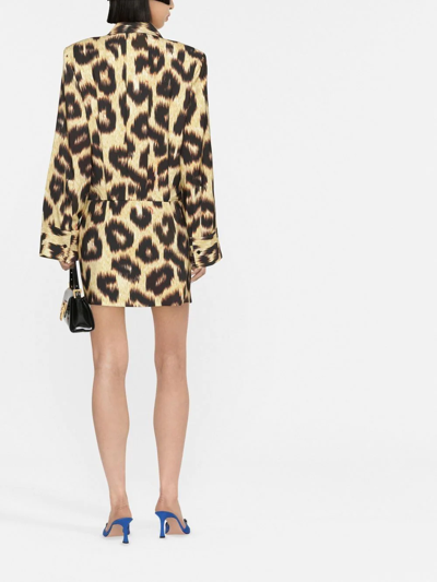 Shop Attico Leopard-print Mini Dress In Black