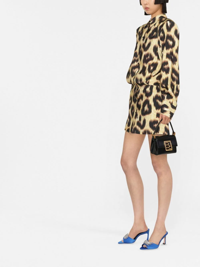 Shop Attico Leopard-print Mini Dress In Black