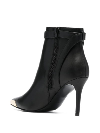 Shop Versace Jeans Couture Pointed-toe Leather Ankle Boots In Black