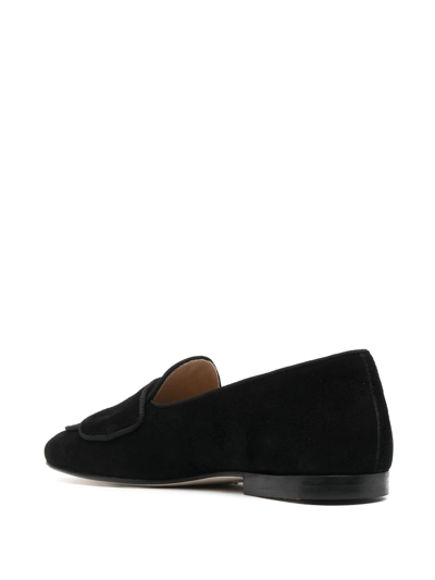Shop Edhen Milano Crystal-buckle Leather Loafers In Black