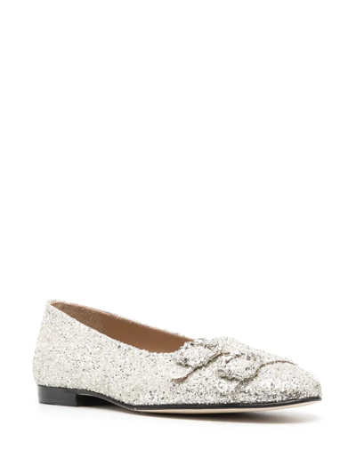 Shop Edhen Milano Glitter-detail Ballerina Shoes In Silver