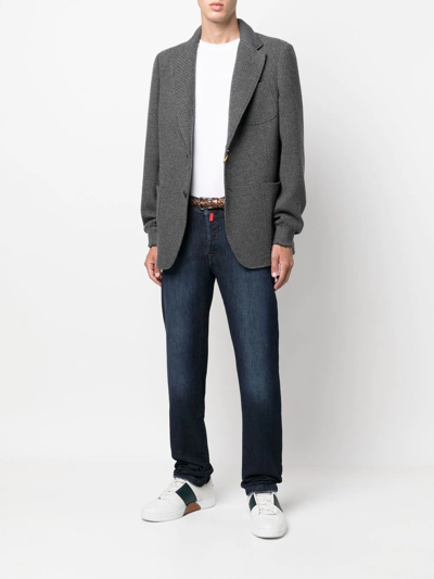Kiton Stonewashed Straight-leg Jeans In Blue