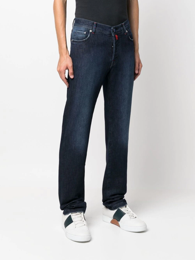 Kiton Stonewashed Straight-leg Jeans In Blue