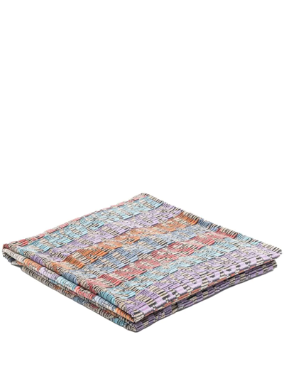 Shop Missoni Logo-print Beach Towel In Blue