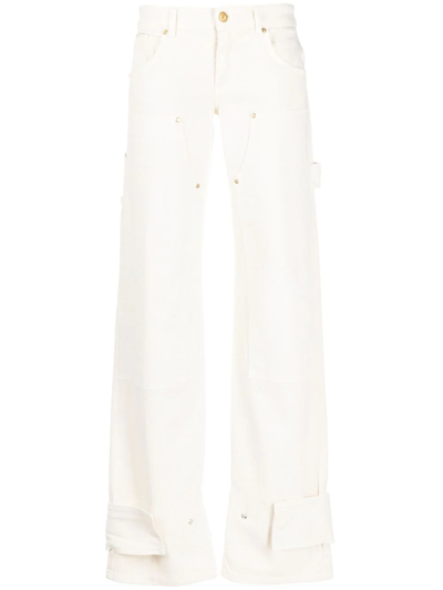 Shop Blumarine Wore-leg Oversize Trousers In White