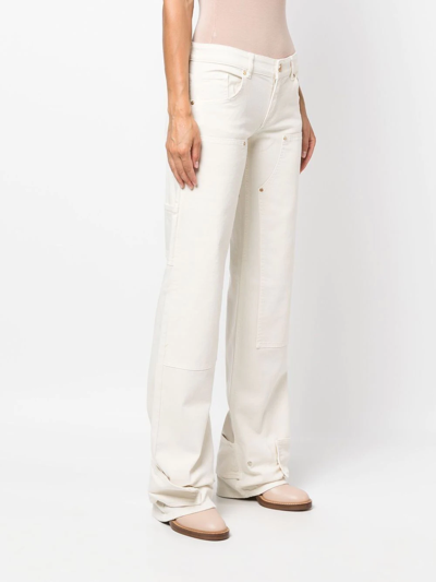 Shop Blumarine Wore-leg Oversize Trousers In White