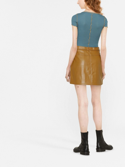 Shop Diesel Faux-leather Miniskirt In Brown